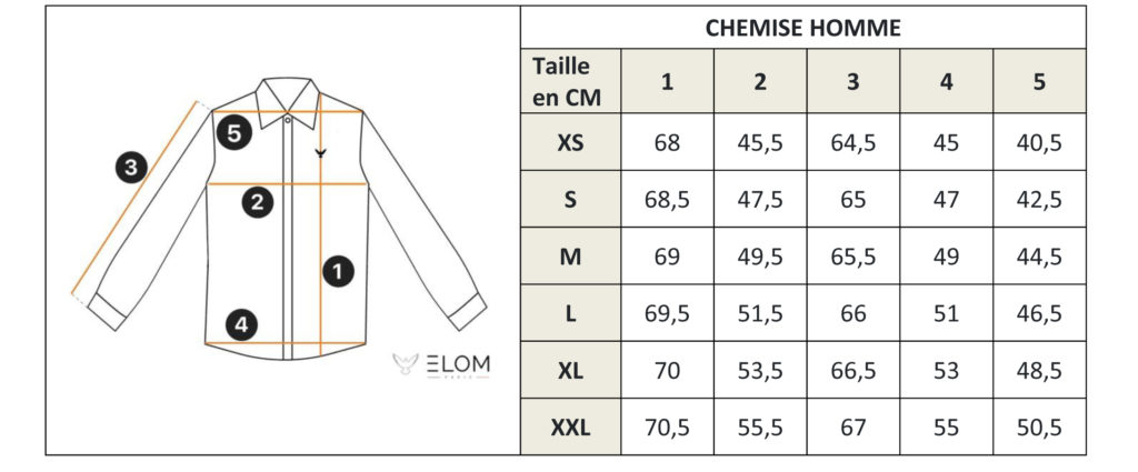 CHEMIGuide des tailles ELOM PARIS