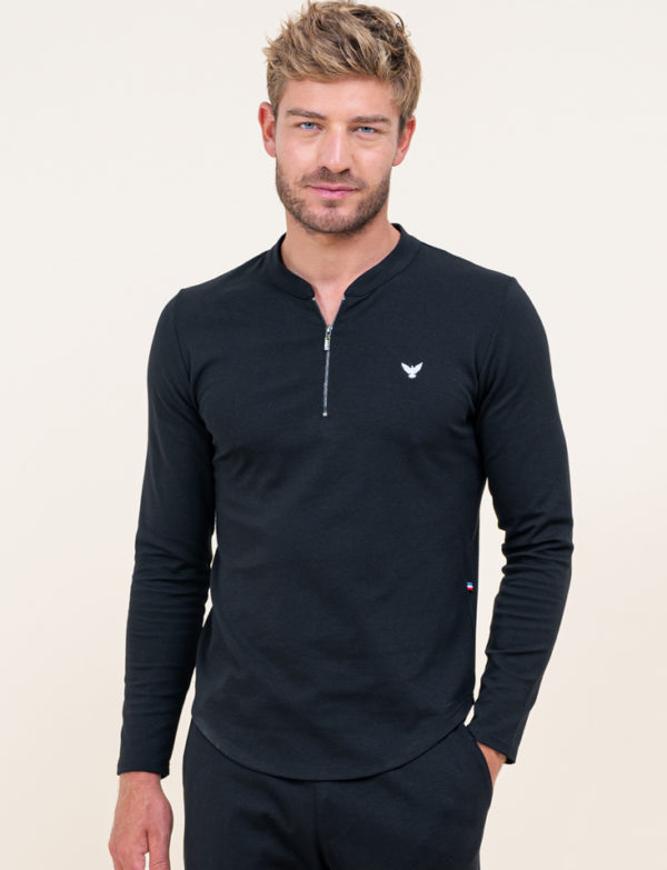 Sweat col mao noir homme ELOM PARIS