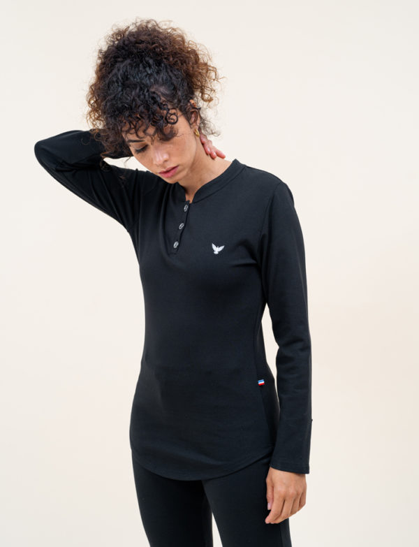 Sweat col mao noir femme ELOM PARIS