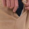 Pantalon tailleur stretch molleton camel femme Elom Paris poche zip caché
