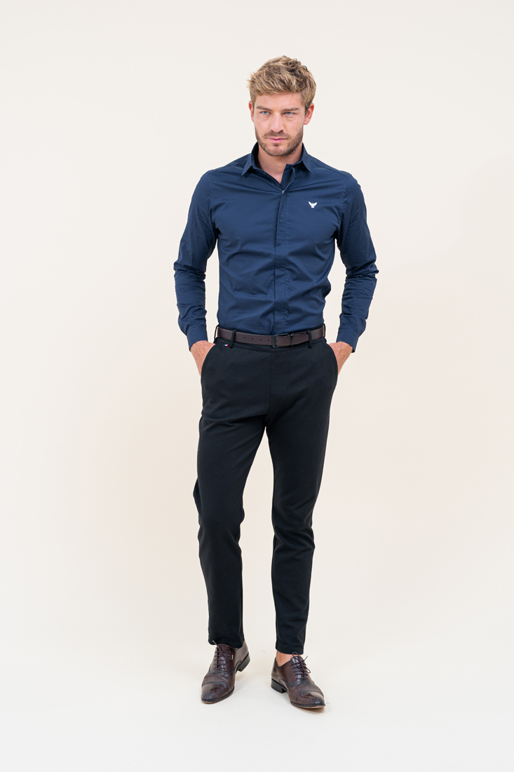 chemise coton bleu marine homme Elom Paris
