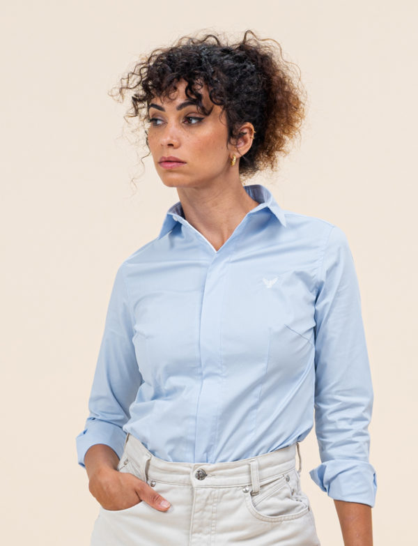 chemise zip coton bleu femme Elom Paris